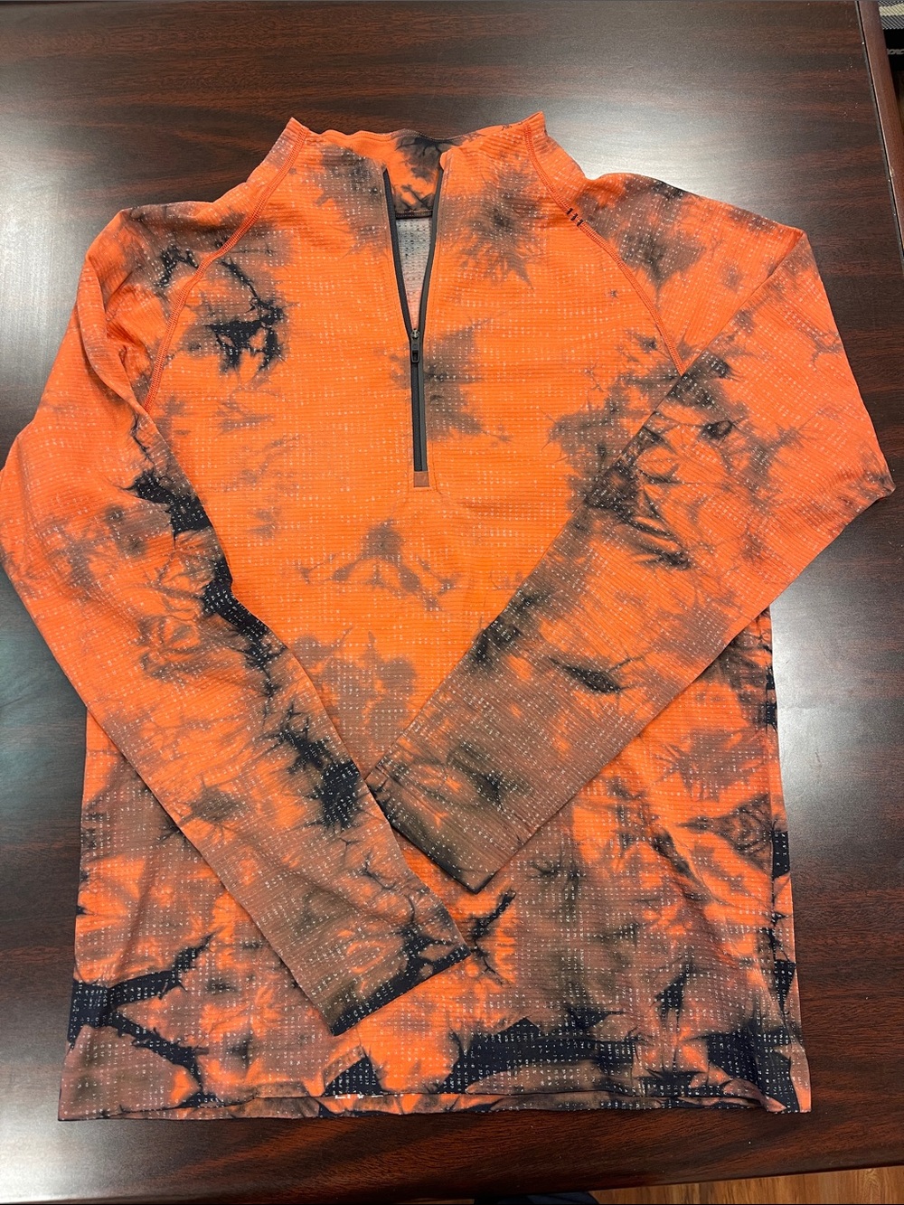Lululemon Orange and Black Tie-Dye Quarter Zip Pullover Size M